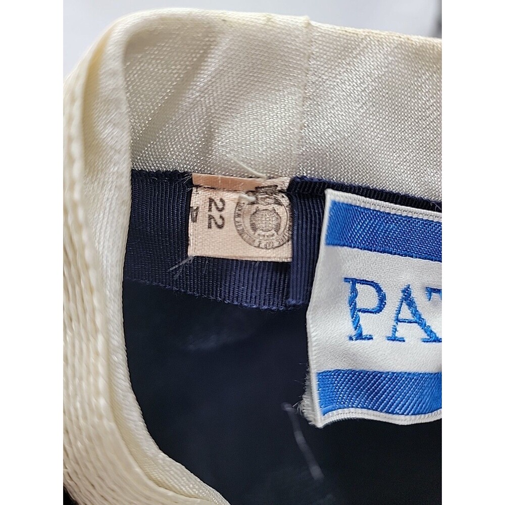 Vintage 1950's Womens Hat Ivory/Navy Colored One Size Unionmade - Picture 7 of 7